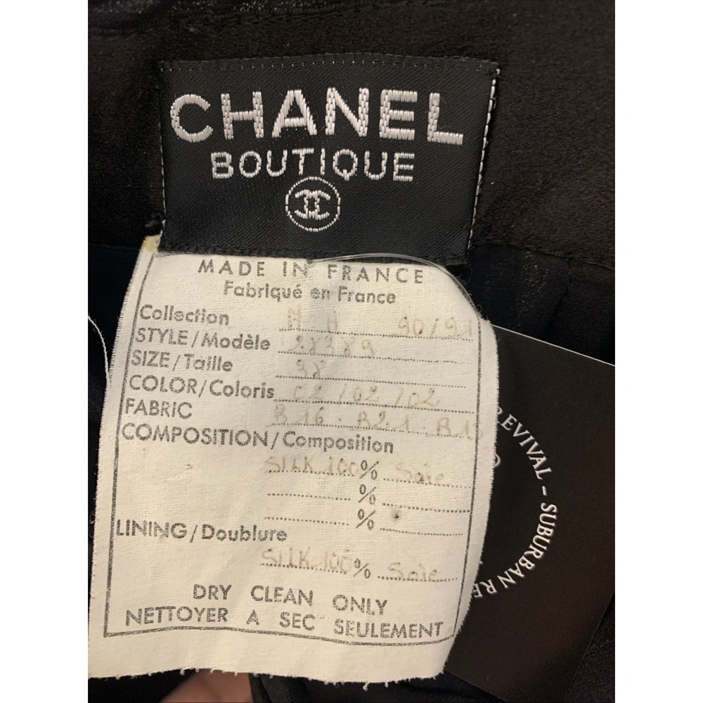 CHANEL BLACK SHEER SILK  SATIN BOW COCKTAIL DRESS 38 - Picture 10 of 11